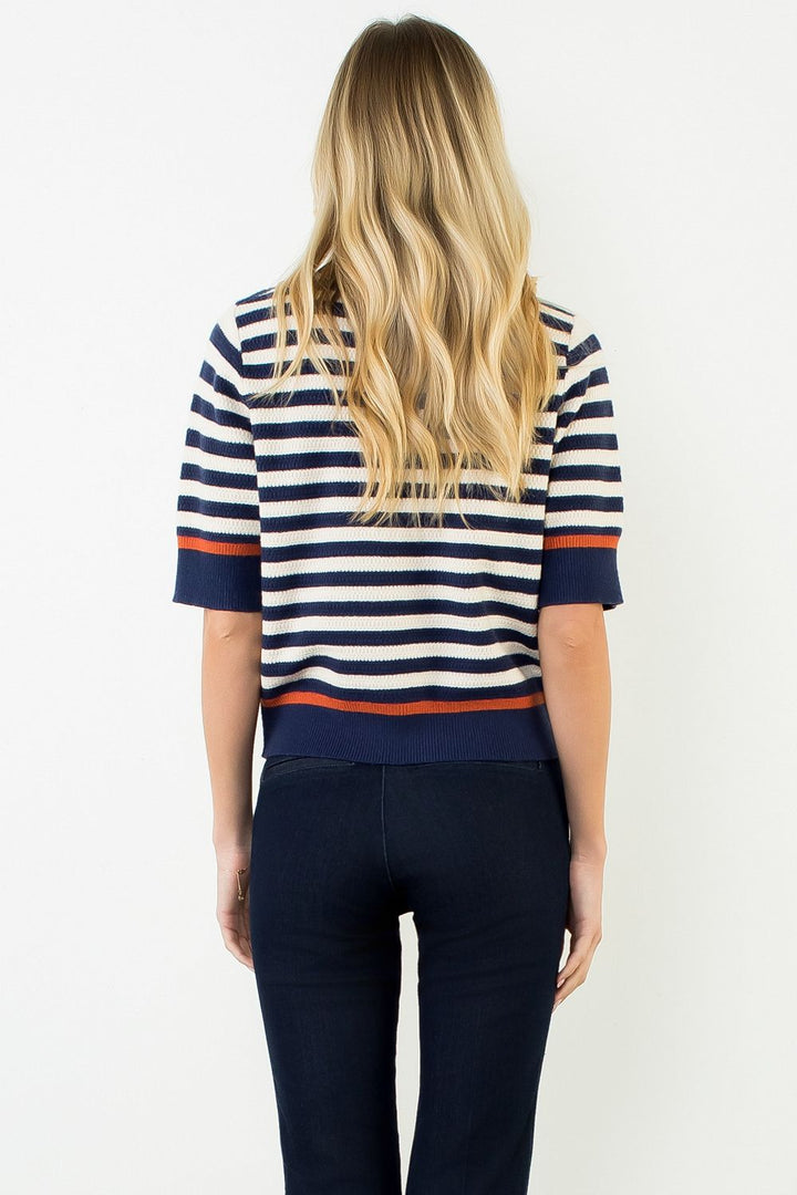 STRIPE SHORT SLEEVE SWEATER